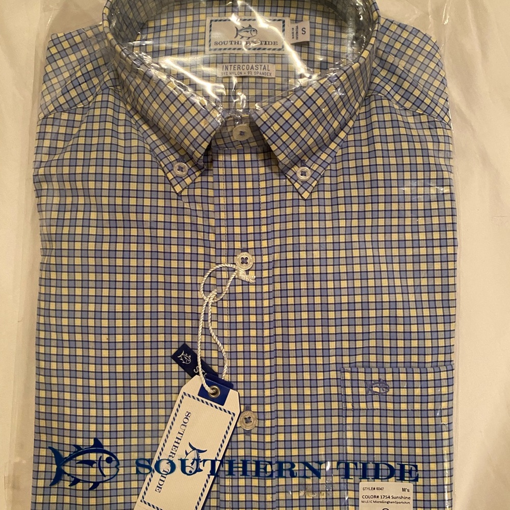 Southern Tide Blue Checkered Men's Shirt